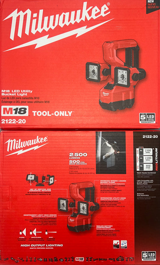 Milwaukee M18 LED Utility Bucket Light. Tool Only. Model #2122-20