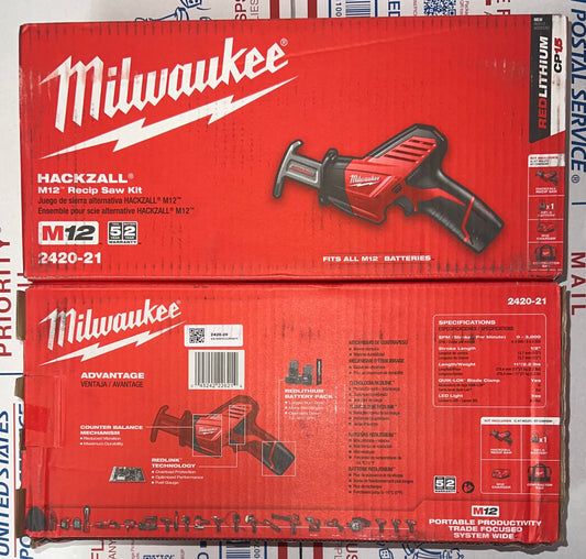 Milwaukee M12 Hackzall Recip Saw Kit. Model #2420-21