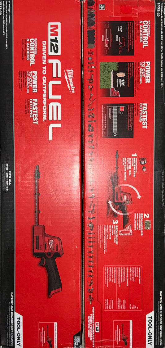 Milwaukee M12 Fuel 8” Hedge Trimmer. Model #2533-20