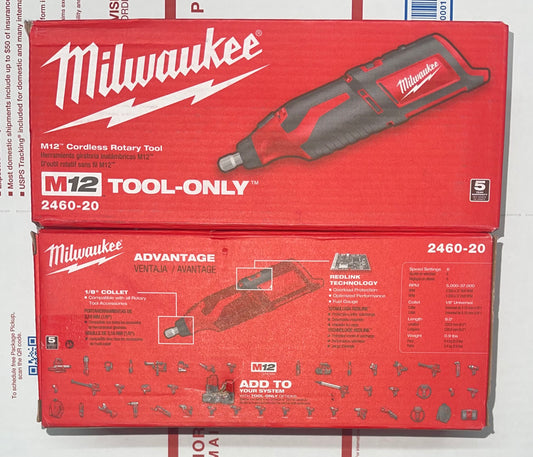 Milwaukee M12 Cordless Rotary Tool. Tool Only. Model #2460-20