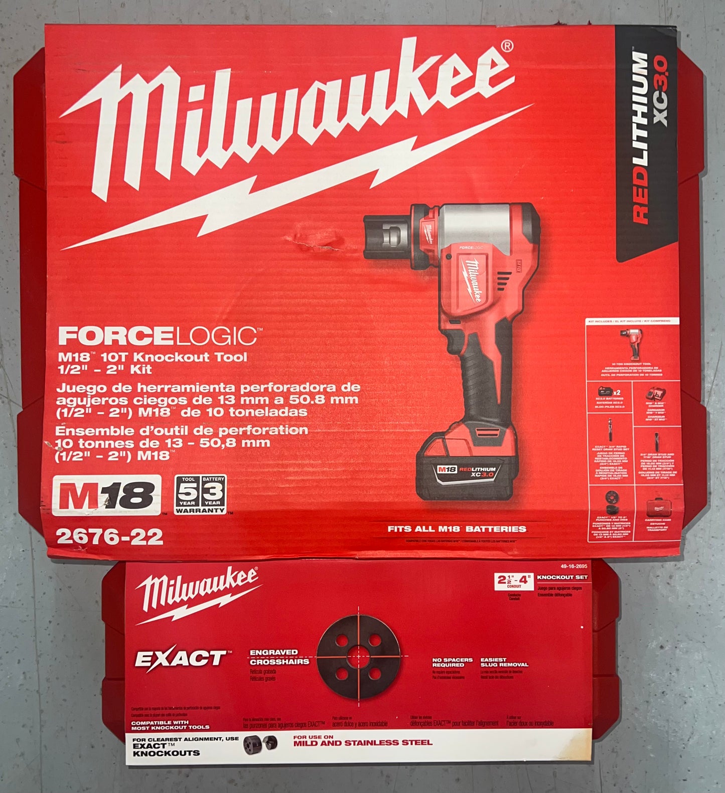 Milwaukee M18 Force Logic 10ton Knockout Tool Kit 1/2"-4". Model #2676-23
