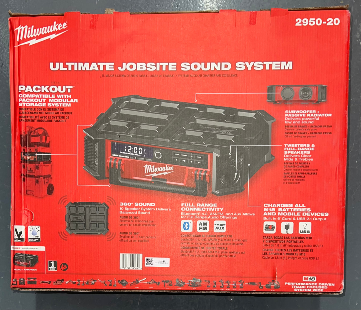 Milwaukee M18 PACKOUT Radio & Charger. Model #2950-20