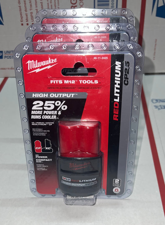 Milwaukee M12 REDLITHIUM CP2.5 High Output Battery. Model #48-11-2425