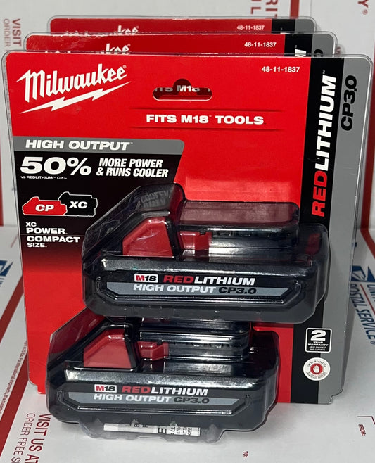 Milwaukee M18 REDLITHIUM CP3.0 High Output Battery Two Pack. Model #48-11-1837