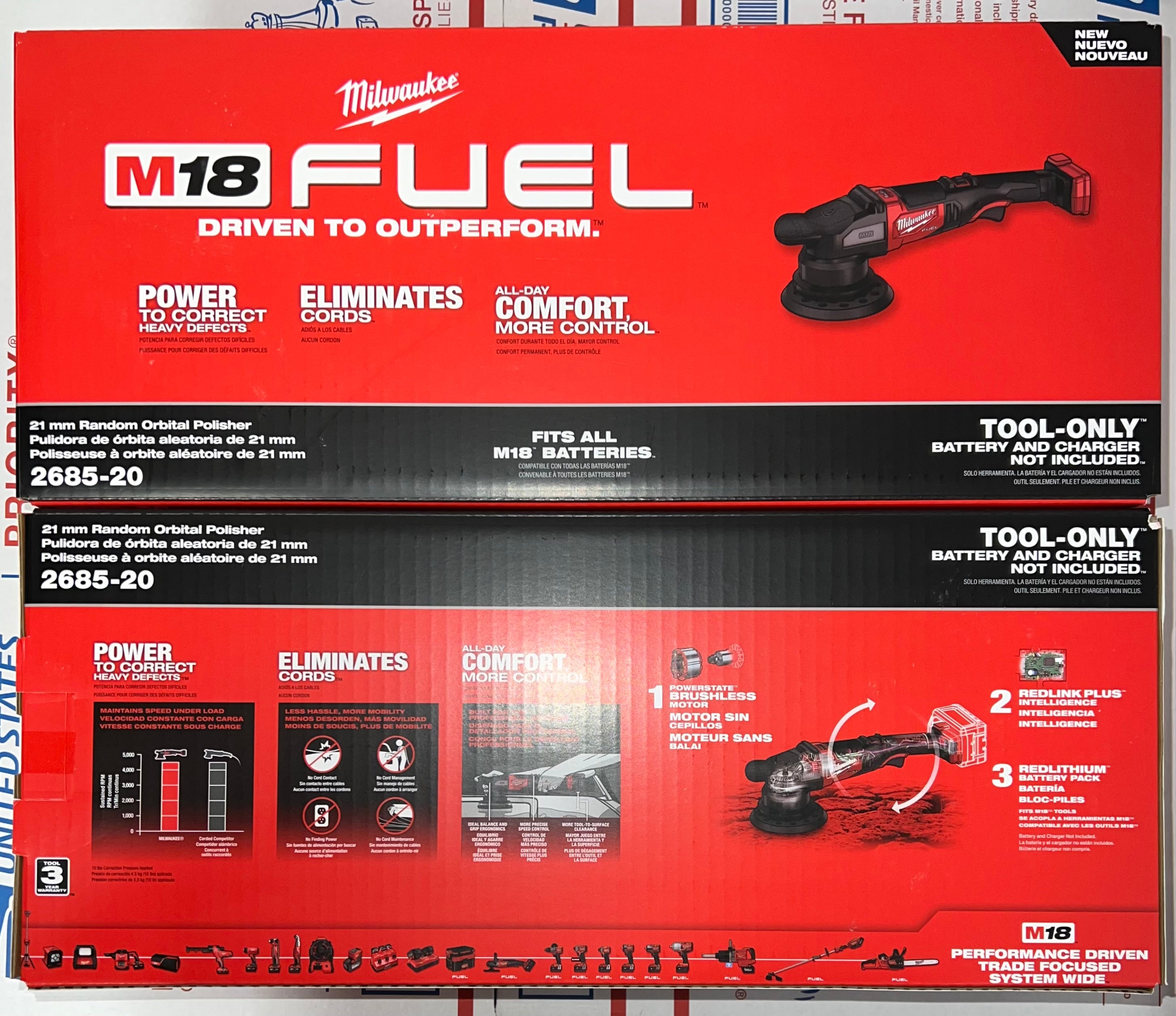 Milwaukee M18 Fuel 21mm Random Orbital Polisher. Model 2685 20