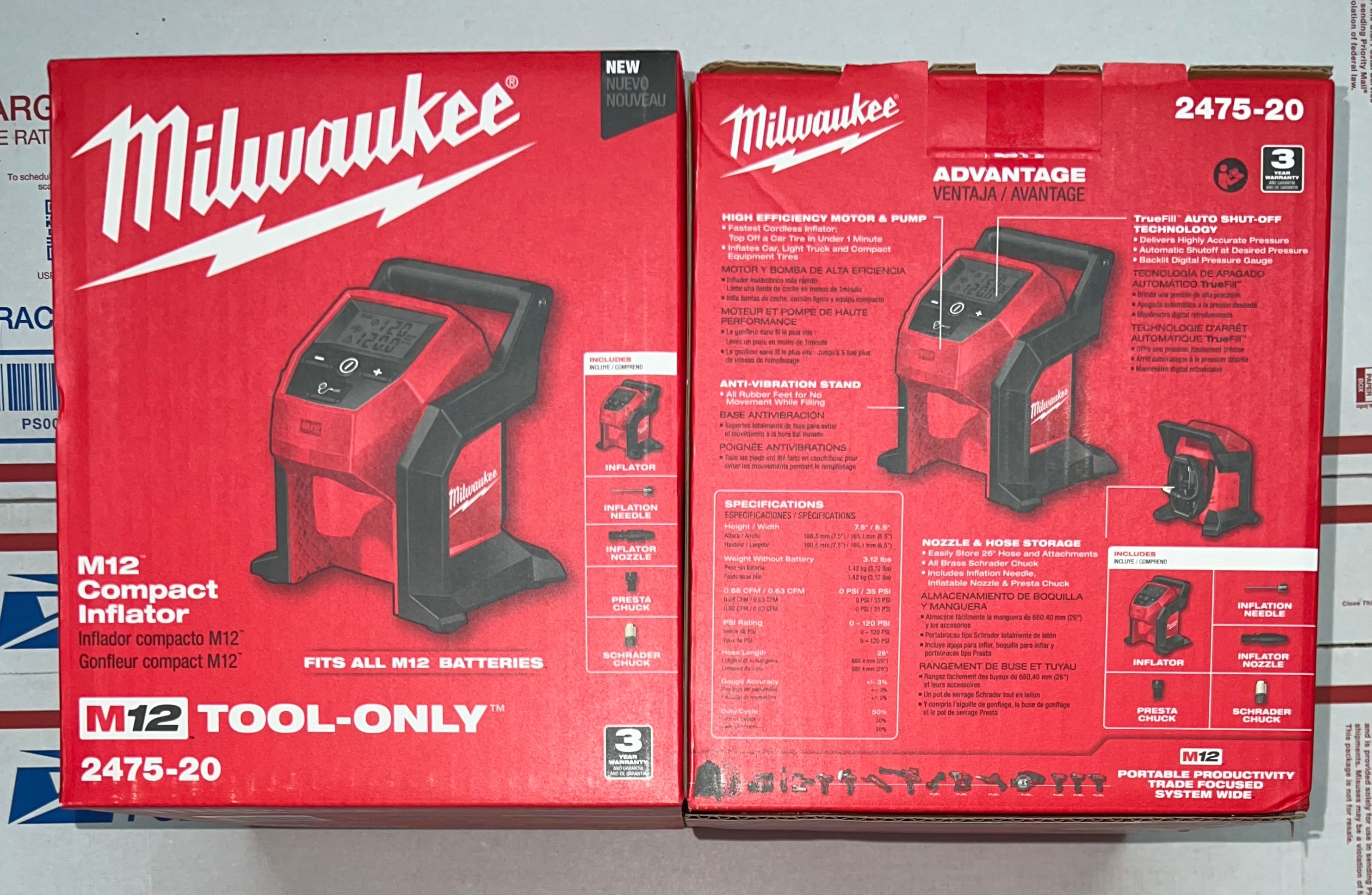 Milwaukee M12 Compact Inflator. Model 2475 20 ToolZone