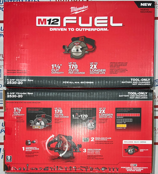 Milwaukee M12 Fuel 5-3/8" Circular Saw. Model #2530-20