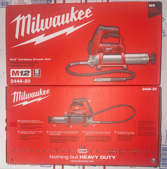 Milwaukee M12 Cordless Grease Tool. Model #2446-20